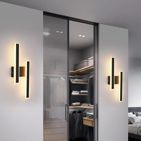 GOECO LED Wandleuchte Innen, 44CM Dimmbare 32W LED Nachttischlampe Dreifarbig Wandleuchte Innen Schwarz 3000-6000K für Schlafzimmer Wohnzimmer Badezimmer Treppe Flur