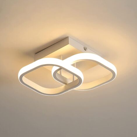 GOECO Moderne LED Deckenleuchte, Schlichtes Quadratisches Design, Weiße Acryl Deckenbeleuchtung, 3000K Warmweiße Deckenlampe Nicht Dimmbar für Schlafzimmer, Wohnzimmer, Flur (220V, 22W)