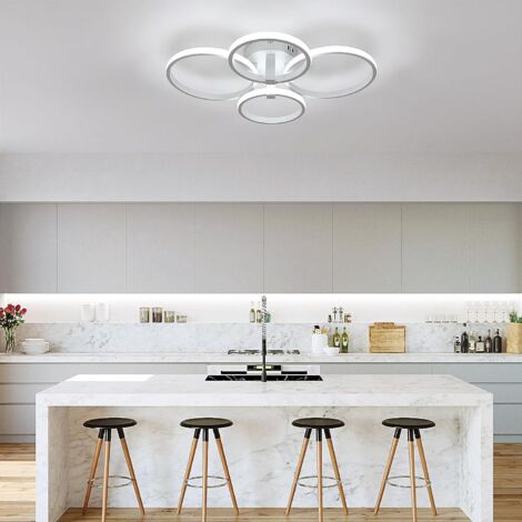 GOECO LED Deckenleuchte Modernes Design Kaltweiß 6000K Kreis Ringe Deckenlampe Für Wohnzimmer Schlafzimmer Esszimmer Büro Weiß