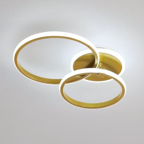 GOECO 42W LED Deckenleuchte, Gold 3-Flammig LED Deckenlampe, 52CM Moderne Rund Ring Design Aluminium Deckenleuchten Wohnzimmerlampe Schlafzimmer Kronleuchter Kinderzimmer Lampe Kche Flur Decke Leuchte