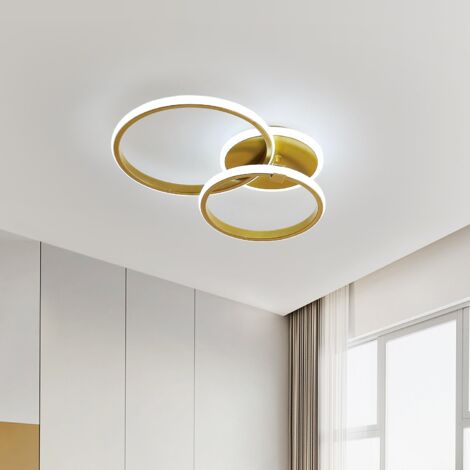 GOECO 42W LED Deckenleuchte, Gold 3-Flammig LED Deckenlampe, 52CM Moderne Rund Ring Design Aluminium Deckenleuchten Wohnzimmerlampe Schlafzimmer Kronleuchter Kinderzimmer Lampe Kche Flur Decke Leuchte