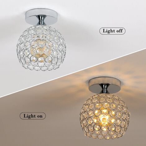 GOECO kristall deckenlampe moderne, Crystal Deckenleuchte LED Leuchter Ball Mini Deckenleuchte mit Iron Shade für Wohnzimmer, Schlafzimmer, Korridor, Warm White