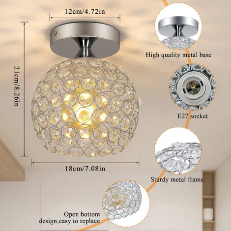 GOECO kristall deckenlampe moderne, Crystal Deckenleuchte LED Leuchter Ball Mini Deckenleuchte mit Iron Shade für Wohnzimmer, Schlafzimmer, Korridor, Warm White