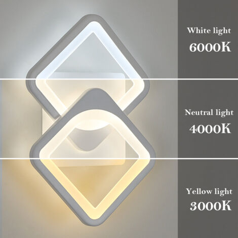 GOECO LED Wandleuchte Dimmbare Moderne Quadratischer Kreis Wandlampe Dimmbar 3000K/4000K/6000K Für Schlafzimmer, Wohnzimmer, Flur, Diele Weiß