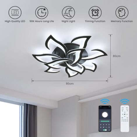 GOECO LED Deckenleuchte Blume 84W, Dimmbar 3000-6500K mit Fernbedienung & App-Steuerung, 10 Schwarze Blüten Ø82cm für Wohnzimmer Küche Esszimmer