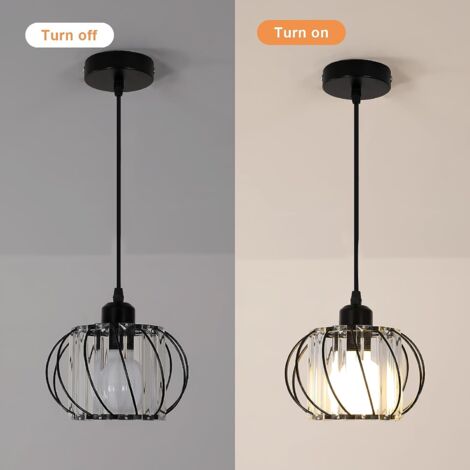 GOECO Pendelleuchte Kristall Industriell und Vintage Kronleuchter E27 Basis Für Wohnzimmer Schlafzimmer Esszimmer Büro Bar Café Schwarz (Glühbirne nicht enthalten)