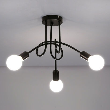 GOECO Moderne Deckenleuchte Eisen Vintage E27 LED Kronleuchter 3-flammig für Wohnzimmer Küche Restaurant