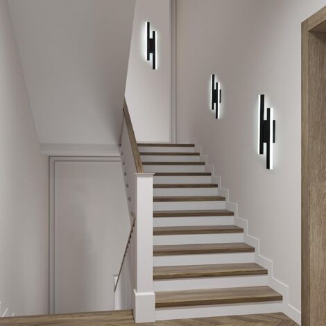 GOECO LED Wandleuchte Moderne Form der Leitung Wandlampe Kaltweiß 6000K Für Schlafzimmer, Wohnzimmer, Flur, Diele Schwarz