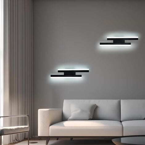 GOECO LED Wandleuchte Moderne Form der Leitung Wandlampe Kaltweiß 6000K Für Schlafzimmer, Wohnzimmer, Flur, Diele Schwarz