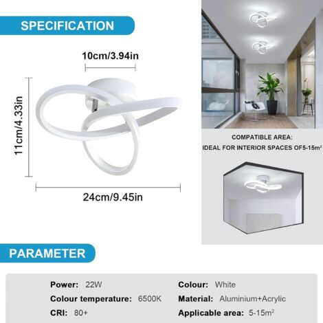 GOECO Moderne LED Deckenleuchte 22W 2500LM, Kleeblatt-Design, Kaltweiß 6500K Deckenlampe für Schlafzimmer Flur Küche Balkon