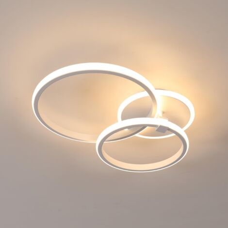 GOECO Moderne LED-Deckenleuchte, 42 W, 3500 lm, runde Deckenlampe, LED-Kronleuchter-Deckenleuchte aus Aluminium und Acryl für Wohnzimmer, Schlafzimmer, Küche, Länge 52 cm (Warmweiß 3000 K). Weiß