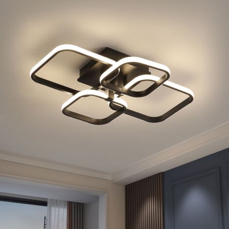 GOECO LED Deckenleuchte Schwarz, Modern Deckenlampe 42W, Neutrales Licht 4000K 3780lm, Quadrat Deckenbeleuchtung für Wohnzimmer, Schlafzimmer