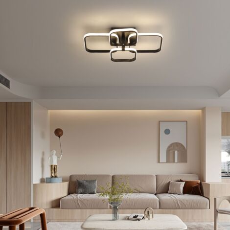 GOECO LED Deckenleuchte Schwarz, Modern Deckenlampe 42W, Neutrales Licht 4000K 3780lm, Quadrat Deckenbeleuchtung für Wohnzimmer, Schlafzimmer
