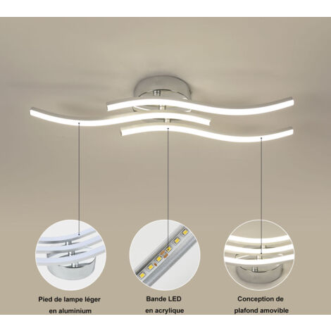 GOECO LED-Deckenleuchte, Hängelampe in Wellenform, Integrierte LEDs 18W 1600 Lumen, Moderner Kronleuchter für Wohnzimmer oder Küche, Neutralweißes Licht 4000K