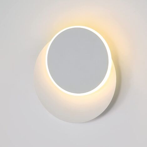 GOECO LED Wandleuchte Innen, 12W Kreative Eclipse 2 in 1 Wandlampe 360° drehbar, Weiss Rund Design LED Wandbeleuchtung 3000K Warmweiß für Wohnzimmer Schlafzimmer Treppen Hotel