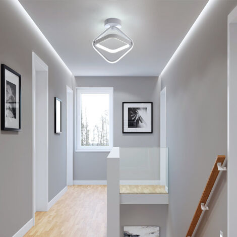 GOECO LED Deckenleuchte Modernes Design Kaltweiß 6000K Quadratischer Kreis Deckenlampe Für Küche Esszimmer Schlafzimmer Flur Flur Eingang Balkon Weiß