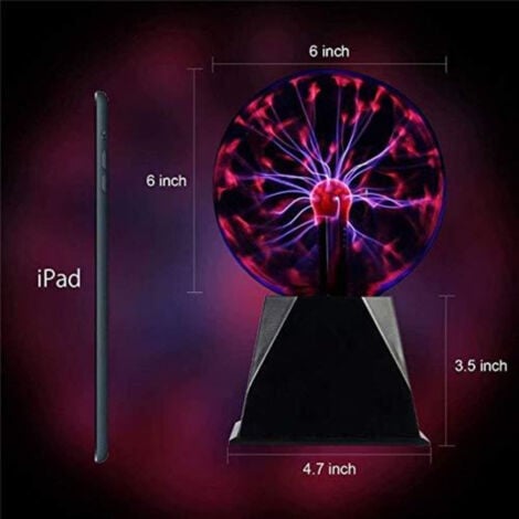 GOECO 6 Zoll Magische Plasmakugel, Globe Sphere Light Berührungs- und Schallempfindliche Plasma Ball Elektrostatische Kugel, 220V, Rotlicht