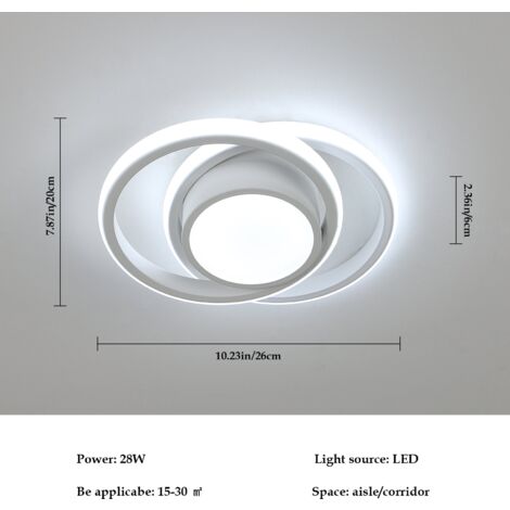 GOECO LED Deckenleuchte 32W Modernes Design Kaltweiß 6000K Rund Deckenlampe Für Wohnzimmer Schlafzimmer Esszimmer Büro Weiß