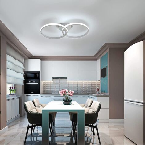 GOECO LED-Deckenleuchte, Moderne 42W Deckenlampe, Weißer Doppelring-Acryl für Schlafzimmer, Wohnzimmer, Büro, 6000K 3360 Lumen