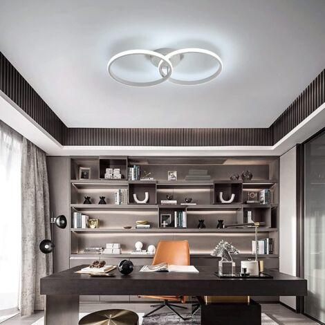 GOECO LED-Deckenleuchte, Moderne 42W Deckenlampe, Weißer Doppelring-Acryl für Schlafzimmer, Wohnzimmer, Büro, 6000K 3360 Lumen