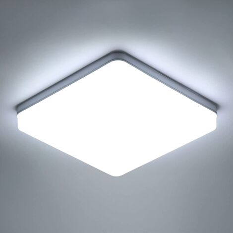 GOECO LED-Deckenleuchte Quadratisch, LED-Deckenlampe, IP44 LED-Deckenleuchte, Deckenbeleuchtung geeignet für Badezimmer Küche Schlafzimmer Flur Balkon 36W 6500K (23x23CM)