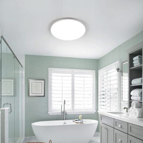 GOECO LED Deckenleuchte 30x3cm, 24W Runde Deckenleuchte IP54 Wasserdicht Badezimmer Deckenleuchte, Kühles Weißes LED-Deckenlicht 6500K für Schlafzimmer, Bzimmer, Küche, Balkon, Flur