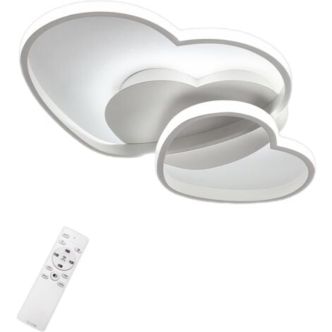 GOECO Herzförmige LED-Deckenleuchte, Dimmbare moderne Deckenleuchte mit Fernbedienung aus Silikon und Aluminium für Wohnzimmer Esszimmer Büro L50B45H8cm 40W