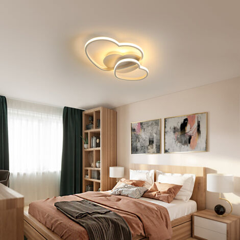GOECO Herzförmige LED-Deckenleuchte, Dimmbare moderne Deckenleuchte mit Fernbedienung aus Silikon und Aluminium für Wohnzimmer Esszimmer Büro L50B45H8cm 40W
