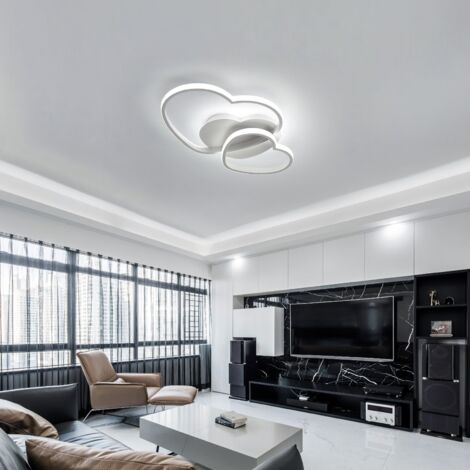 GOECO Herzförmige LED-Deckenleuchte, Dimmbare moderne Deckenleuchte mit Fernbedienung aus Silikon und Aluminium für Wohnzimmer Esszimmer Büro L50B45H8cm 40W