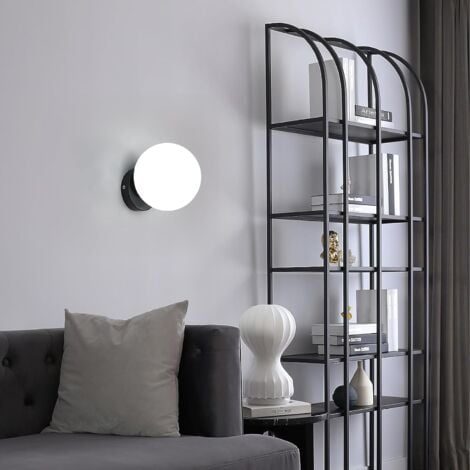 GOECO Wandleuchte Innen Glas Moderne Wandlampe E27 Basis Für Schlafzimmer, Wohnzimmer, Flur, Diele Schwarz(Glühbirne nicht enthalten)
