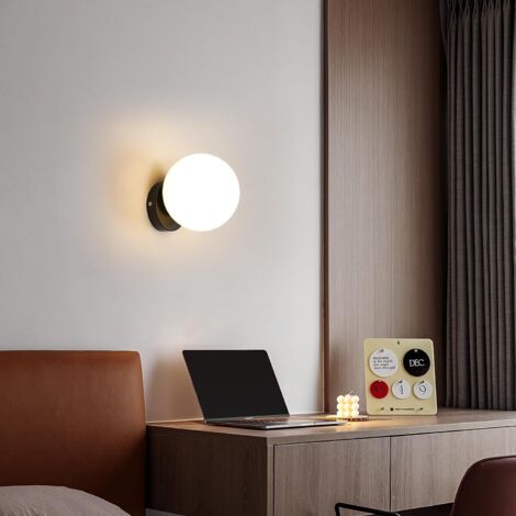 GOECO Wandleuchte Innen Glas Moderne Wandlampe E27 Basis Für Schlafzimmer, Wohnzimmer, Flur, Diele Schwarz(Glühbirne nicht enthalten)