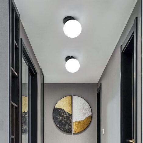 GOECO Wandleuchte Innen Glas Moderne Wandlampe E27 Basis Für Schlafzimmer, Wohnzimmer, Flur, Diele Schwarz(Glühbirne nicht enthalten)