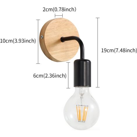 GOECO 4 Stück Wandleuchte Innen Holz Retro Wandlampe E27 Basis Für Schlafzimmer, Wohnzimmer, Flur, Diele