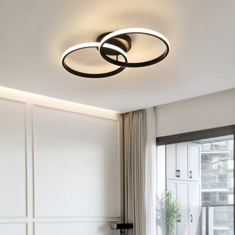 GOECO LED-Deckenleuchte, Moderne Deckenlampe 42W, Doppelte Ring-LED-Kronleuchter 3360 Lumen, Schwarze Acryl-Deckenleuchte für Schlafzimmer, Wohnzimmer, Büro 4500K (1/5)