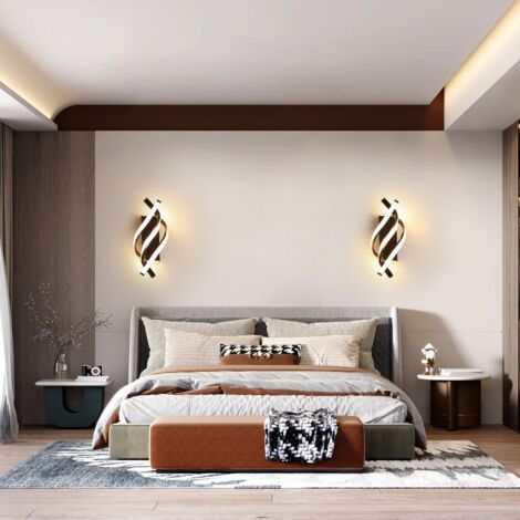 GOECO LED Wandbeleuchtung, Wandleuchte Innen Modern 18W, Wandlampe Innen LED Gebogenes Design, 3000 K warmweißes Licht, 1620 Lumen, schwarz, für Schlafzimmer, Arbeitszimmer