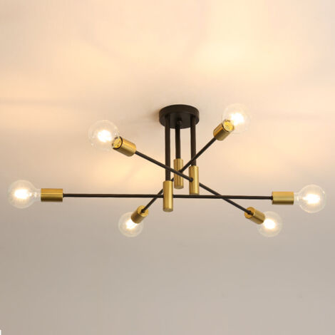 GOECO E27 Industrielle Kronleuchter Leuchte, Schwarz Retro Kronleuchter Lampen Für Schlafzimmer Wohnzimmer Lampe, Glühbirne nicht enthalten, Hhe 66CM