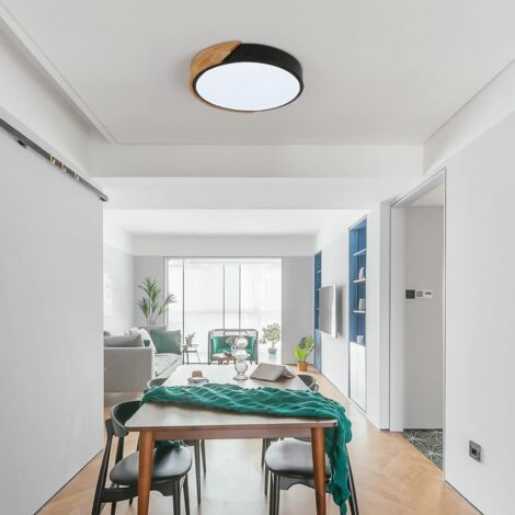 GOECO LED-Deckenleuchte, 24W Holzdeckenleuchte Modern Rund Weiß Kaltweiß 6000K Ø30CM für Schlafzimmer, Küche, Wohnzimmer, Balkon und Flur