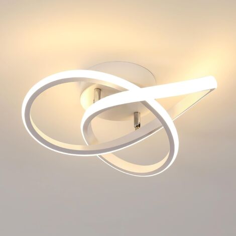 GOECO LED-Deckenleuchte, 30 W, modernes Design, warmweiß 3000 K, Deckenlampe für Wohnzimmer, Schlafzimmer, Esszimmer, Büro, weiß, Durchmesser 30 cm