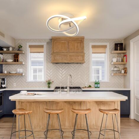 GOECO LED-Deckenleuchte, 30 W, modernes Design, warmweiß 3000 K, Deckenlampe für Wohnzimmer, Schlafzimmer, Esszimmer, Büro, weiß, Durchmesser 30 cm