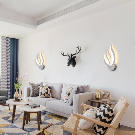 GOECO LED Wandleuchte Moderne, Kreatives Blattform Design Wandlampe LED Innen, 14W Weiß Innenleuchten Acryl Lampe für Wohnzimmer, Korridor, Schlafzimmer, Gang, Warmes Licht 3500K