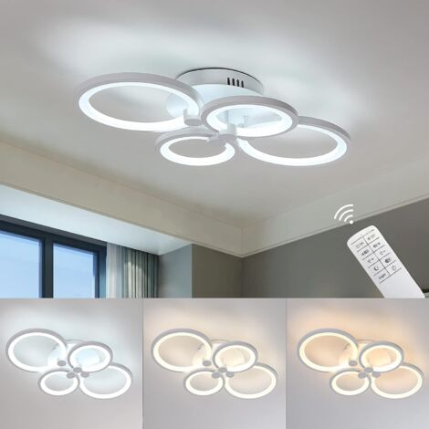 GOECO Dimmbare Moderne LED-Deckenleuchte, 60W 4800 lm Moderne Metall-Acryl-Deckenlampe, Einstellbare Helligkeit und Lichtfarbe für Wohnzimmer, Küche, Schlafzimmer, 3000-6500K