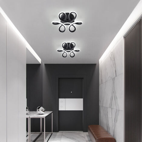 GOECO Led Deckenleuchte, Modern Deckenlampe 30W 2000LM, Kaltweiß 6000K Kreatives Design Deckenbeleuchtung Led für Schlafzimmer Badezimmer Küche Gang Balkon (Schwarz, Ø26cm)