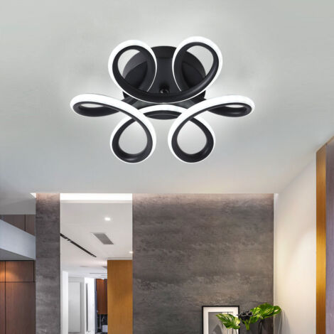 GOECO Led Deckenleuchte, Modern Deckenlampe 30W 2000LM, Kaltweiß 6000K Kreatives Design Deckenbeleuchtung Led für Schlafzimmer Badezimmer Küche Gang Balkon (Schwarz, Ø26cm)