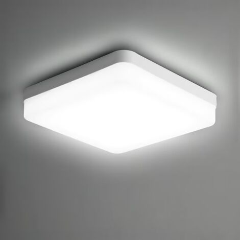 GOECO LED-Deckenleuchte Quadratisch, LED-Deckenlampe, IP44 LED-Deckenleuchte, Deckenbeleuchtung geeignet für Badezimmer Küche Schlafzimmer Flur Balkon 24W 6500K (18x18CM)