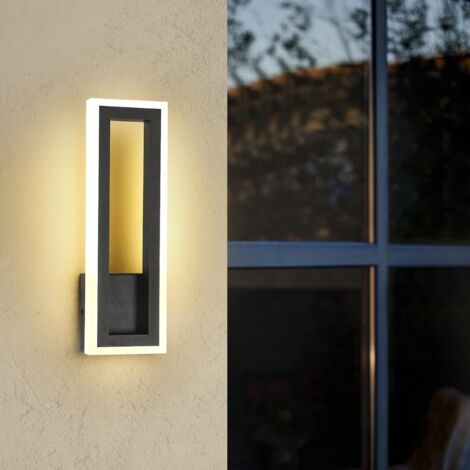 GOECO Außenwandleuchte, moderne LED-Wandlampe, wasserdicht IP65, warmweiß 3000 K, Aluminium-LED-Außenwandbeleuchtung für Terrasse, Garten, Garage, Schlafzimmer, Wohnzimmer, Schwarz