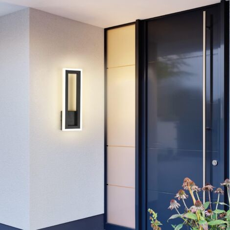 GOECO Außenwandleuchte, moderne LED-Wandlampe, wasserdicht IP65, warmweiß 3000 K, Aluminium-LED-Außenwandbeleuchtung für Terrasse, Garten, Garage, Schlafzimmer, Wohnzimmer, Schwarz