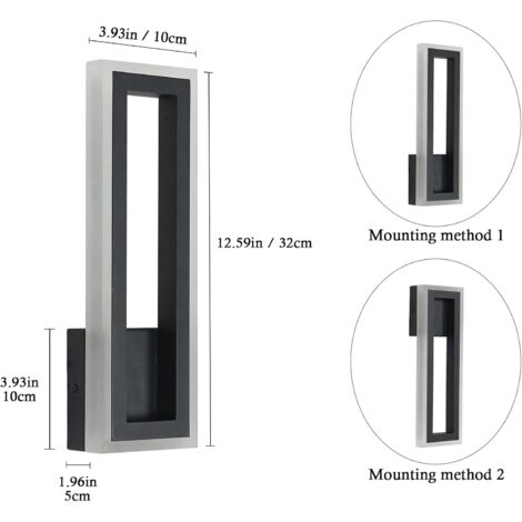 GOECO Außenwandleuchte, moderne LED-Wandlampe, wasserdicht IP65, warmweiß 3000 K, Aluminium-LED-Außenwandbeleuchtung für Terrasse, Garten, Garage, Schlafzimmer, Wohnzimmer, Schwarz