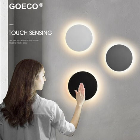 GOECO LED-Wandleuchte Touch-Schalter Innenbeleuchtung für Schlafzimmer Wohnzimmer runde Nachttisch Treppe Licht Hausdekoration Aluminium Leuchte