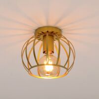 GOECO Deckenleuchte Vintage E27 Basis Cage Deckenlampe Für Küche Esszimmer Schlafzimmer Flur Flur Eingang Balkon Gold