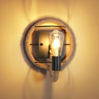 GOECO Vintage-Industrie-Wandleuchte, Retro-Innenwandleuchte, Eisen-Hanfseil-förmige Lampe, E27-Sockel-Wandleuchte für Bars, Lofts, Restaurants, Länge 26 cm (ohne Glühbirne)